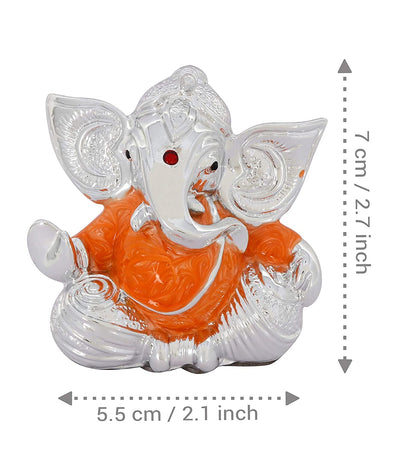 Handmade plastic Lord Ganesh idol (7 cm x 5.5 cm), perfect for gifts, featuring vibrant colors and intricate details, symbolizing wisdom and prosperity.