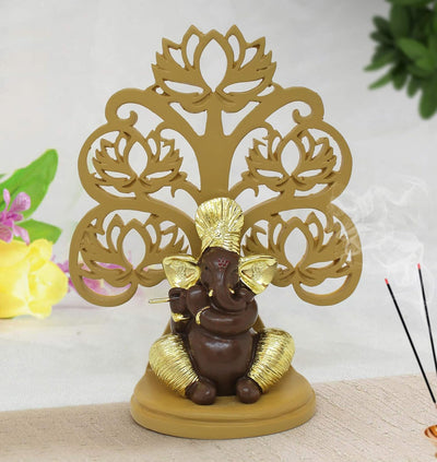 Handmade plastic Lord Ganesh idol (14 cm x 7 cm) featuring intricate details, symbolizing wisdom and prosperity, perfect for pooja rooms.
