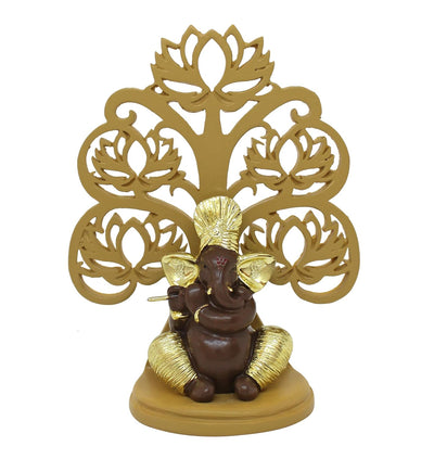 Handmade plastic Lord Ganesh idol (14 cm x 7 cm) featuring intricate details, symbolizing wisdom and prosperity, perfect for pooja rooms.