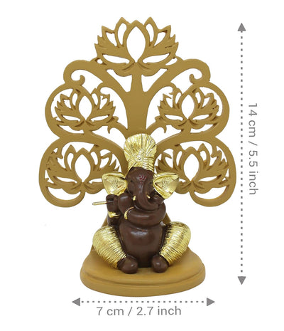 Handmade plastic Lord Ganesh idol (14 cm x 7 cm) featuring intricate details, symbolizing wisdom and prosperity, perfect for pooja rooms.