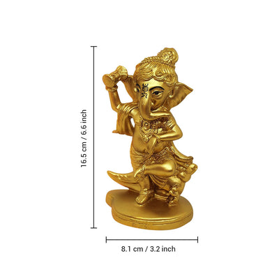Handmade Lord Ganesh idol (16.5 cm x 8.1 cm x 16.5 cm) in resin, symbolizing wisdom and prosperity, perfect for gifts and home altars.