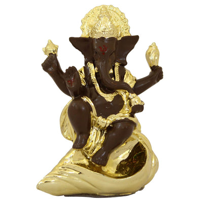  Handmade resin Lord Ganesh idol (7.5 cm x 6 cm) featuring intricate details, symbolizing wisdom and prosperity, perfect for gifts and pooja rooms.