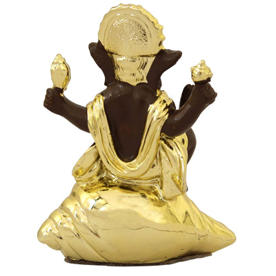  Handmade resin Lord Ganesh idol (7.5 cm x 6 cm) featuring intricate details, symbolizing wisdom and prosperity, perfect for gifts and pooja rooms.