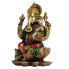 Handmade resin Lord Ganesh idol for pooja rooms, showcasing intricate details and vibrant colors, symbolizing wisdom and prosperity.