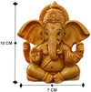 Handmade Lord Ganesh idol for car dashboard, crafted from resin, measuring 5L x 5W x 8.9H cm, symbolizing wisdom and good fortune.
