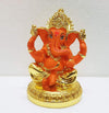 Handmade Lord Ganesh idol for car dashboard, crafted from ceramic, measuring 11L x 16.6W x 12H cm, symbolizing wisdom and good fortune