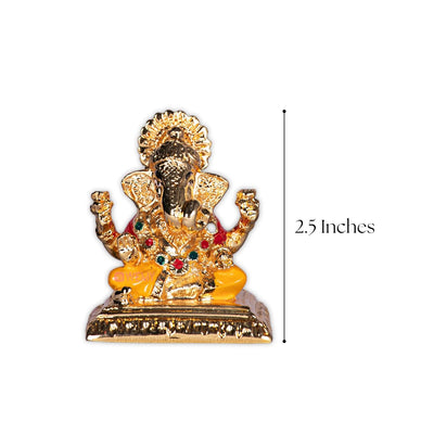 Handmade Lord Ganesh idol for car dashboard and home decor, crafted from resin, measuring 10L x 10W x 5H cm, symbolizing wisdom and protection