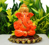 Handmade Lord Ganesh idol for car dashboard and home decor, crafted from resin, measuring 6L x 3.5W x 6.5H cm, symbolizing wisdom and good fortune