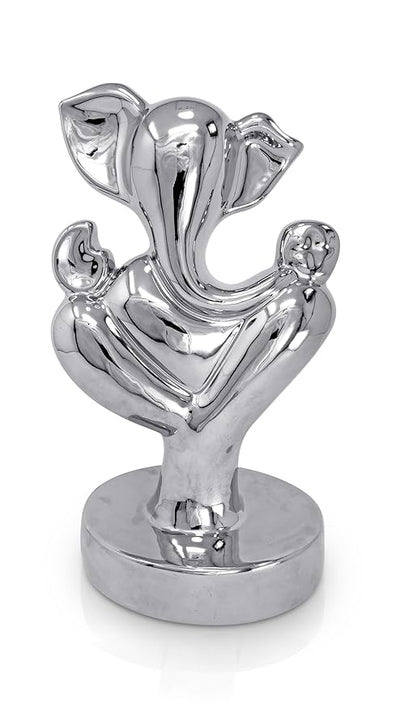 Handmade Lord Ganesh idol crafted from resin, measuring 9L x 9W x 15H cm, symbolizing wisdom and prosperity for home decor