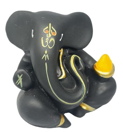 Handcrafted Lord Ganesha idol made of resin, showcasing intricate details and a vibrant finish, measuring 6.5L x 4W x 6.5H centimeters, perfect for home decor or as a gift.