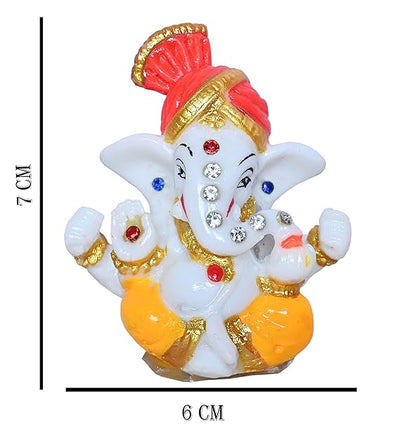 A beautifully crafted Lord Ganesha idol made of polyresin, showcasing intricate details and a gold-plated finish, symbolizing prosperity and wisdom.
