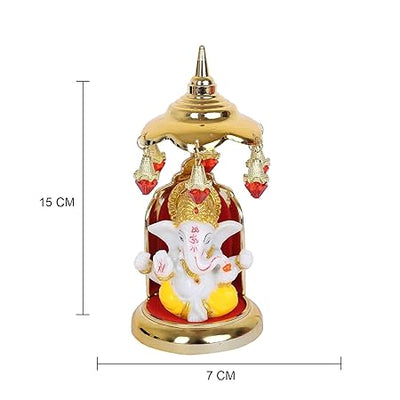 Handcrafted resin Lord Ganesha idol, 7.4 cm wide, 15.2 cm high, and 300 grams, symbolizing wisdom and prosperity for home decor.