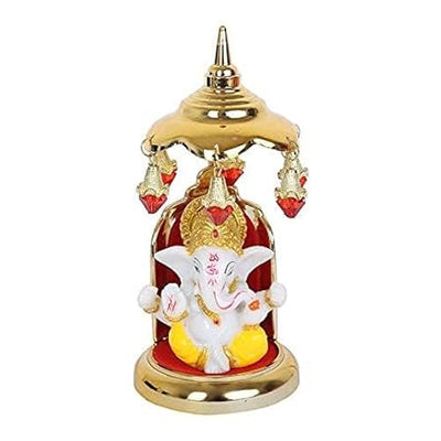 Handcrafted resin Lord Ganesha idol, 7.4 cm wide, 15.2 cm high, and 300 grams, symbolizing wisdom and prosperity for home decor.