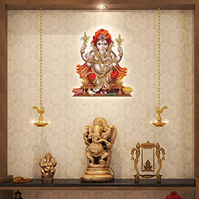 Vibrant Lord Ganesha modern art wall sticker made of waterproof vinyl, ideal for enhancing home decor and honoring Hinduism.