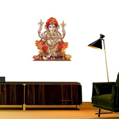 Vibrant Lord Ganesha modern art wall sticker made of waterproof vinyl, ideal for enhancing home decor and honoring Hinduism.