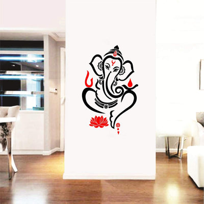 Exquisite Lord Ganesha wall sticker featuring the deity with a lotus, crafted from high-quality PVC vinyl, ideal for home decor.