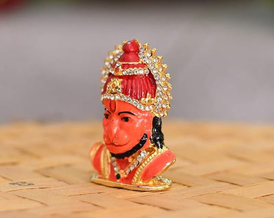 "Handmade aluminum statue of Lord Hanuman, symbolizing strength and protection, ideal for home decor, car dashboards, or altars."