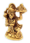 "Handmade brass idol of Lord Hanuman on Sanjeevani Pahad, symbolizing strength and devotion, ideal for altars and spiritual decor."