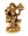 "Handmade brass idol of Lord Hanuman on Sanjeevani Pahad, symbolizing strength and devotion, ideal for altars and spiritual decor."