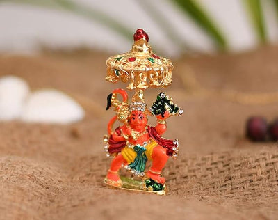 Handmade aluminum idol of Lord Hanuman Ji, designed to symbolize strength and protection, ideal for home decor and spiritual spaces.