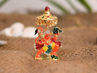 Handmade aluminum idol of Lord Hanuman Ji, designed to symbolize strength and protection, ideal for home decor and spiritual spaces.