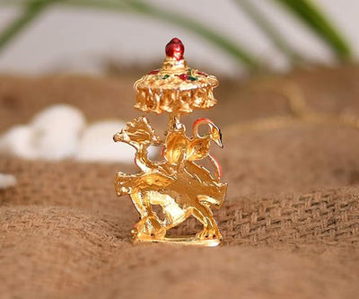 Handmade aluminum idol of Lord Hanuman Ji, designed to symbolize strength and protection, ideal for home decor and spiritual spaces.