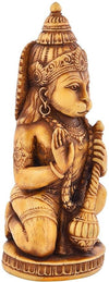 Handcrafted Lord Hanuman Ji idol made from synthetic material, featuring intricate carvings and a soothing beige color, ideal for spiritual spaces.