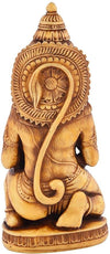 Handcrafted Lord Hanuman Ji idol made from synthetic material, featuring intricate carvings and a soothing beige color, ideal for spiritual spaces.