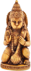 Handcrafted Lord Hanuman Ji idol made from synthetic material, featuring intricate carvings and a soothing beige color, ideal for spiritual spaces.