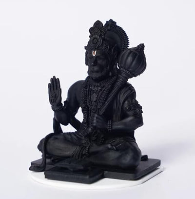 Handmade Lord Hanuman Ji idol in vibrant golden resin, ideal for altar decoration and invoking blessings from Hindu deities.