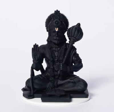 Handmade Lord Hanuman Ji idol in vibrant golden resin, ideal for altar decoration and invoking blessings from Hindu deities.