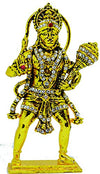 Handmade metal idol of Lord Hanuman Ji, symbolizing joy and prosperity, ideal for home decor and spiritual spaces.