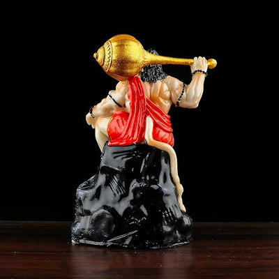 Handmade Lord Hanuman Ji idol made of resin, depicting the divine warrior atop a mountain, ideal for home, office, or altar decoration.
