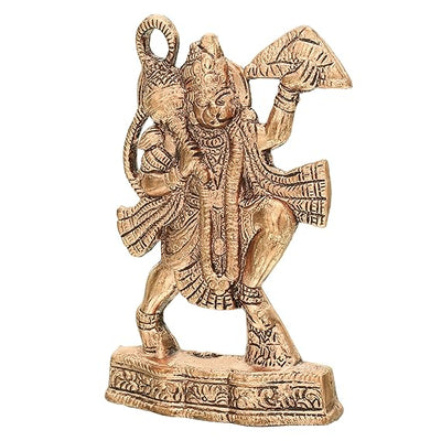 Handmade metal statue of Lord Hanuman Ji, showcasing intricate details, ideal for altars and spiritual spaces.