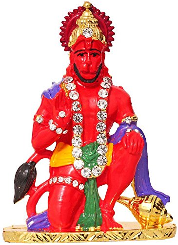 Handmade metal idol of Lord Hanuman Ji, symbolizing joy and prosperity, ideal for home decor and spiritual settings.
