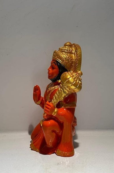 Handmade resin idol of Lord Hanuman Ji, symbolizing joy and spirituality, ideal for home decor and spiritual settings.