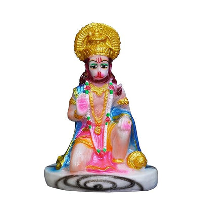 Handmade stoneware idol of Lord Hanuman Ji, intricately designed to symbolize spirituality and devotion, ideal for home or office settings.