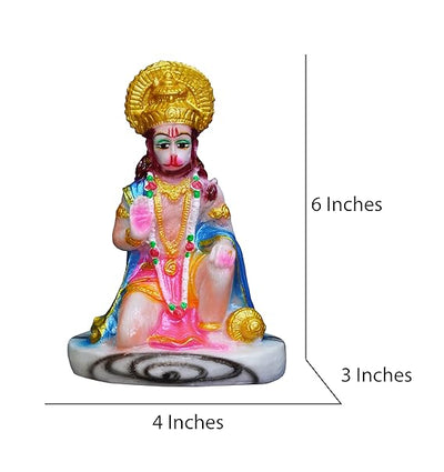 Handmade stoneware idol of Lord Hanuman Ji, intricately designed to symbolize spirituality and devotion, ideal for home or office settings.