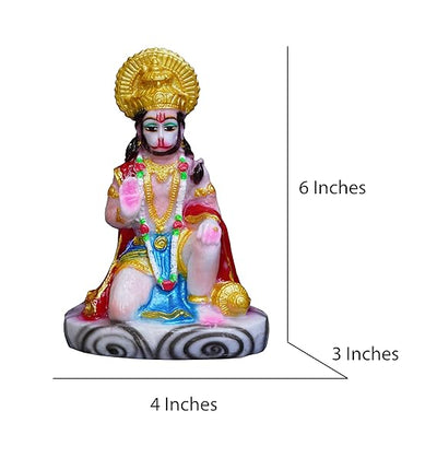Handmade stoneware idol of Lord Hanuman Ji, intricately designed to symbolize spirituality and devotion, ideal for various settings.