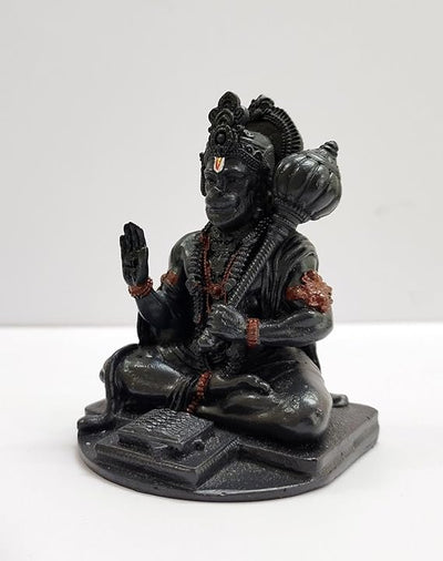 Handmade resin idol of Lord Hanuman, symbolizing strength and protection, suitable for altars and decor.