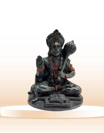 Handmade resin idol of Lord Hanuman, symbolizing strength and protection, suitable for altars and decor.
