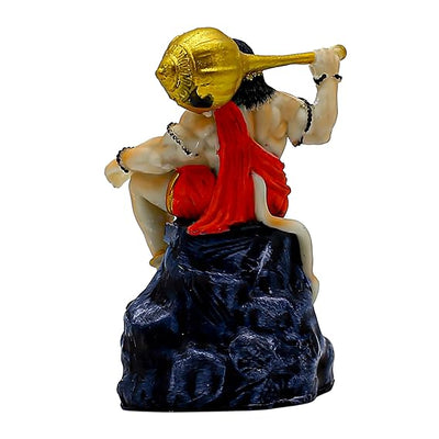 "Handmade resin statue of Lord Hanuman, intricately crafted to symbolize strength and protection, ideal for home decor or altars."