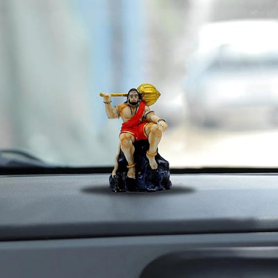 "Handmade resin statue of Lord Hanuman, intricately crafted to symbolize strength and protection, ideal for home decor or altars."