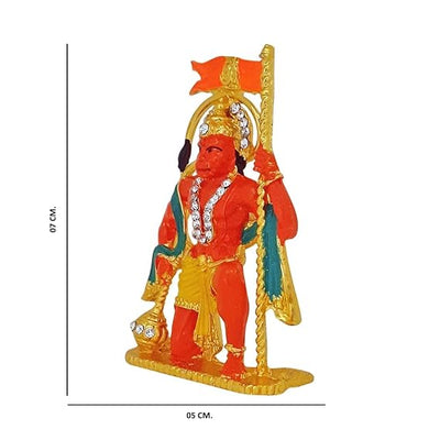 Handmade metal statue of Lord Hanuman, symbolizing strength and protection, ideal for home or office decor.