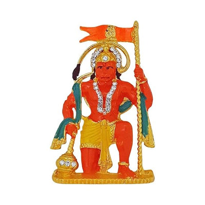 Handmade metal statue of Lord Hanuman, symbolizing strength and protection, ideal for home or office decor.