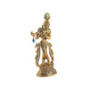 Handmade golden idol of Lord Krishna crafted in aluminum, showcasing intricate details, ideal for home altar or decor.