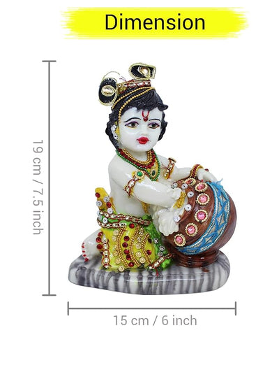 Handmade Lord Krishna resin statue depicting the mischievous cowherd, ideal for home decor, altars, and spiritual spaces.