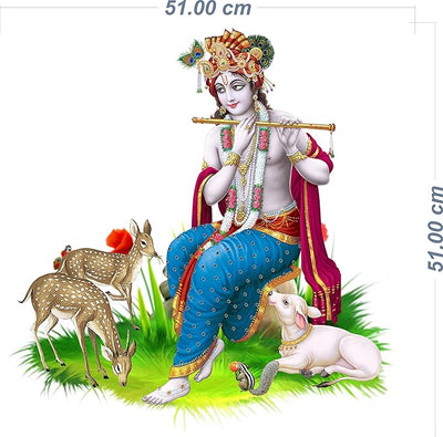 Lord Krishna wall sticker featuring the revered Hindu deity in vibrant colors, perfect for enhancing home decor with spirituality and elegance.