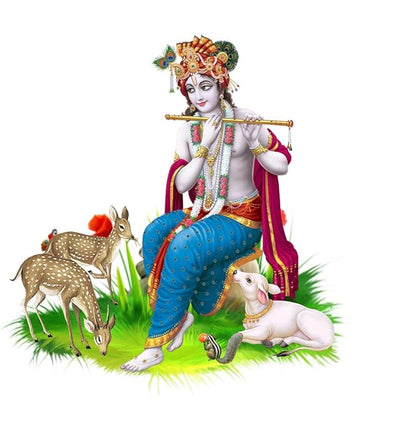Lord Krishna wall sticker featuring the revered Hindu deity in vibrant colors, perfect for enhancing home decor with spirituality and elegance.