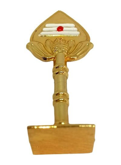 Handmade Metal Lord Muruga's Vel idol featuring double-sided design, ideal for car dashboards, showcasing sacred symbols and auspicious "Om."